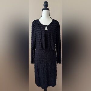 Elegant Black Women's Evening Dress with Matching Bolero Jacket Size 6-8 NWT